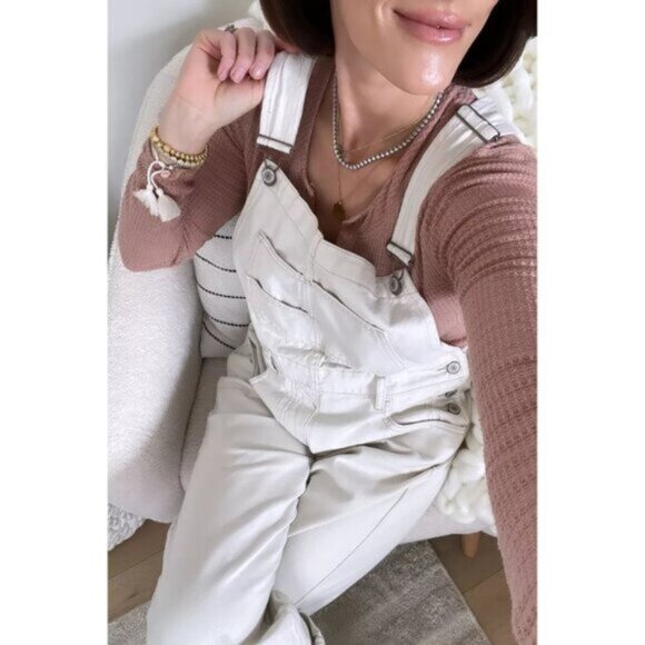FREE PEOPLE We the Free Ziggy Denim Overalls in Wash Parchment Size Medium - Picture 12 of 15
